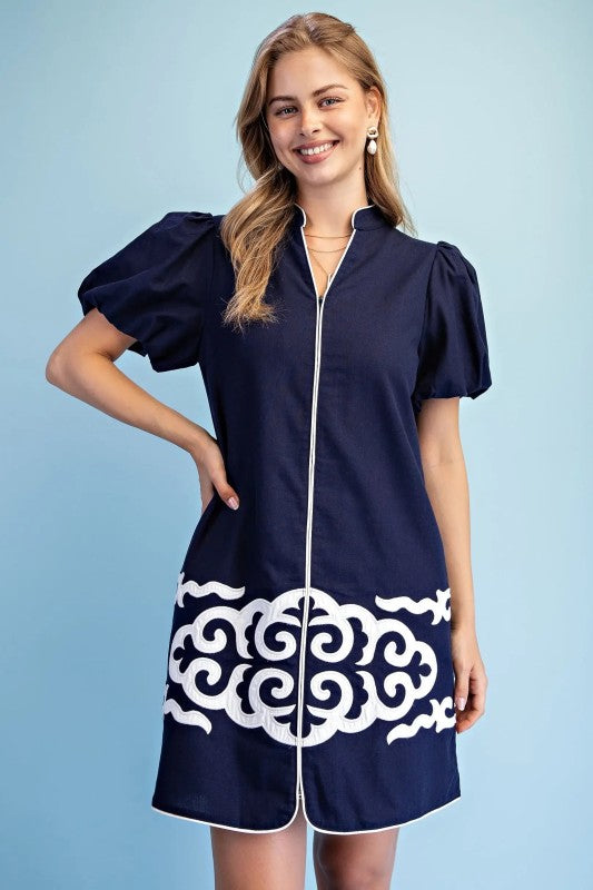 V-neck Invisible Zipper Front Dress