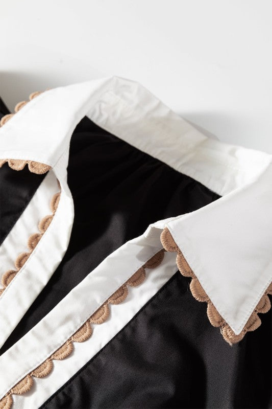 Color block Collared Blouse