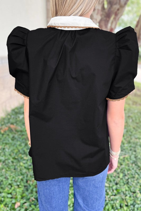 Color block Collared Blouse