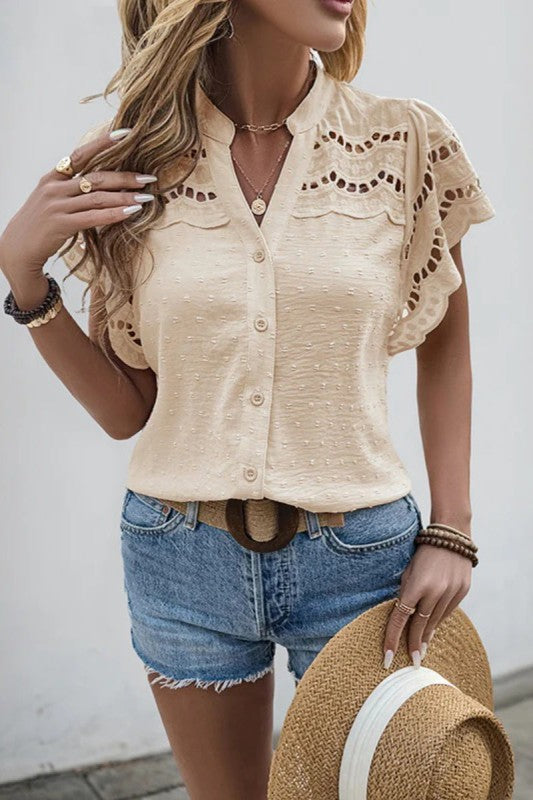 Boho Eyelet Lace Blouse