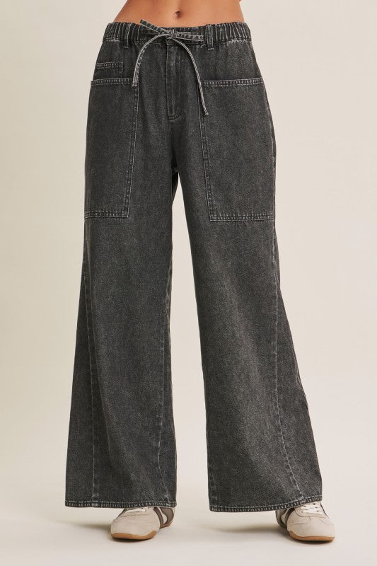Everyday Relaxed Wide-leg Utility Denim Washed Jeans