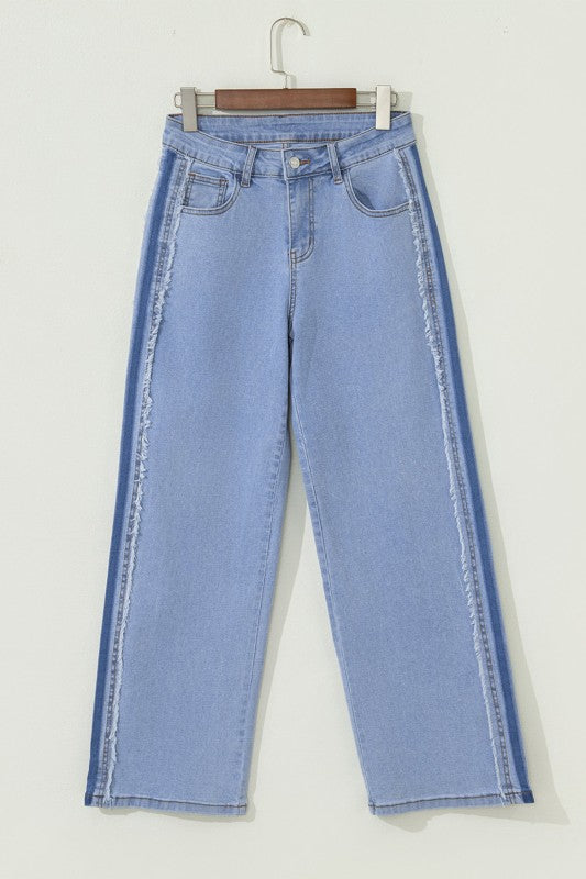 Contrast Stripe Patchwork Jean