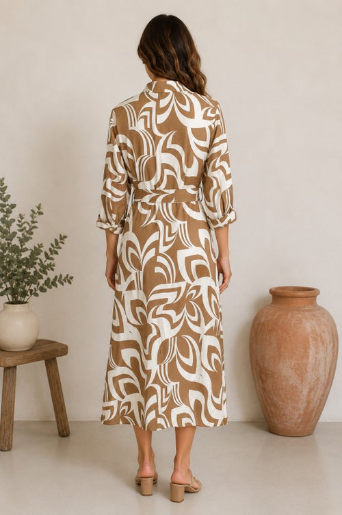 Abstract Print Midi Dress