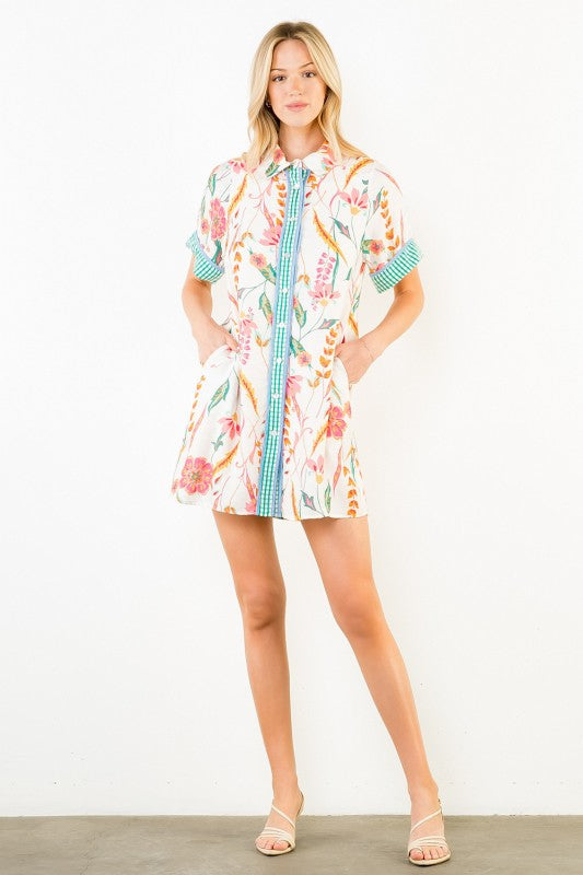 Floral Print Collared Dress
