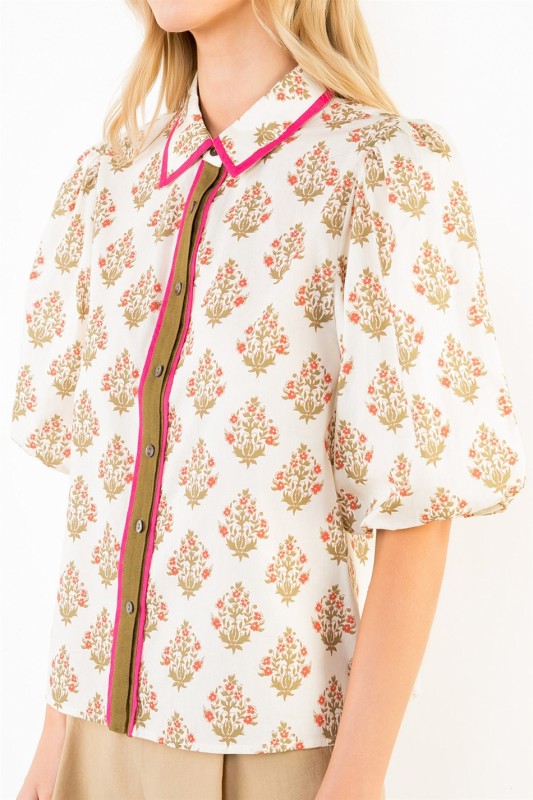 Puff Sleeve All Over Floral Top