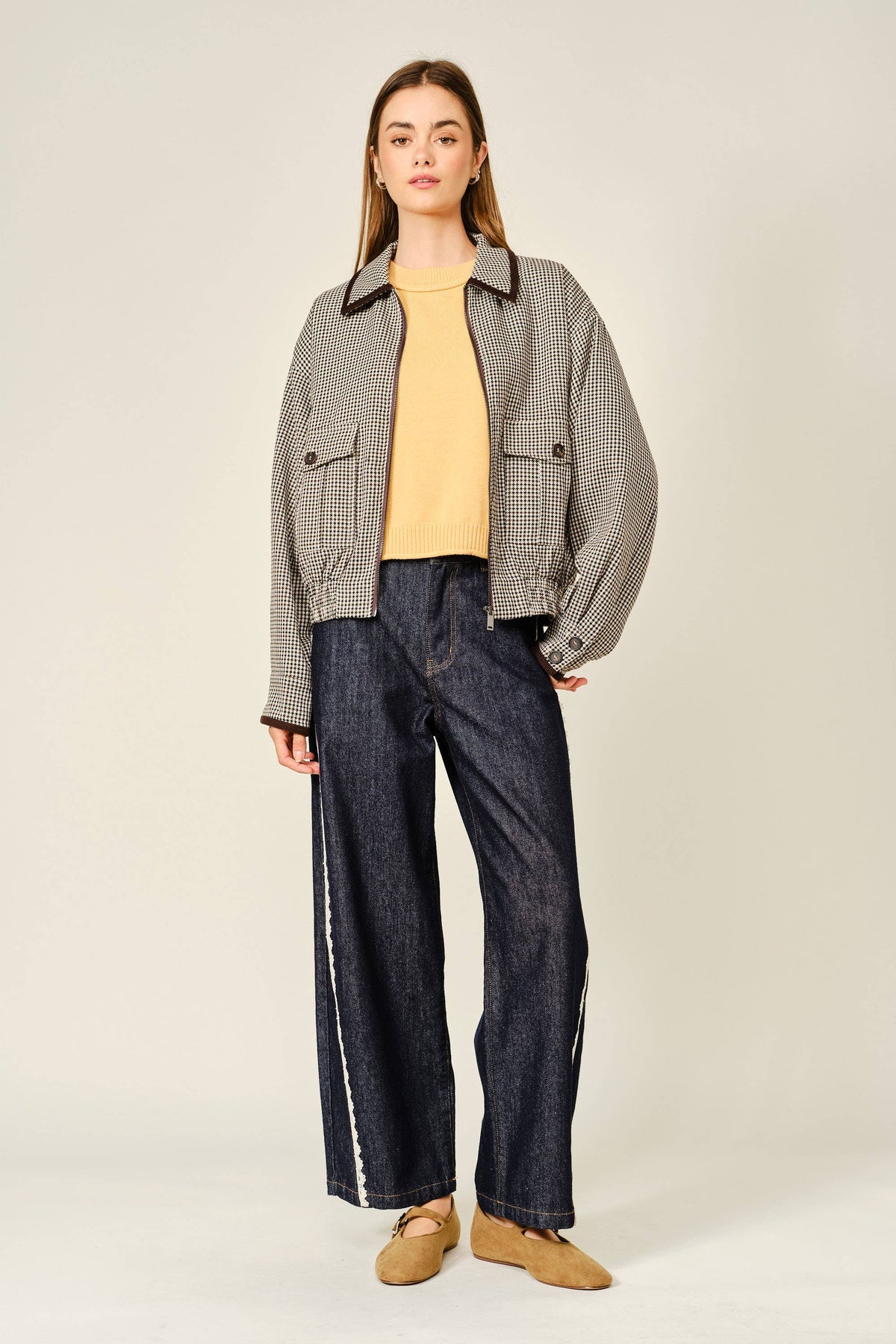 HOUNDSTOOTH BOMBER JACKET