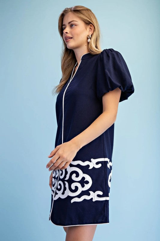 V-neck Invisible Zipper Front Dress