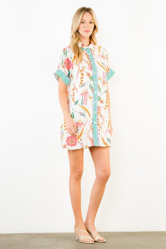 Floral Print Collared Dress