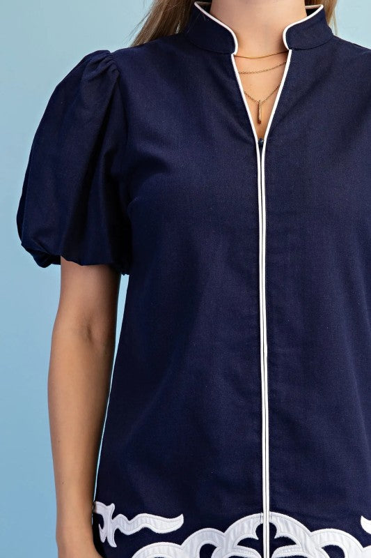 V-neck Invisible Zipper Front Dress