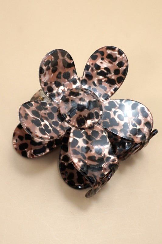 Jumbo Leopard Print Flower Hair Claw Clip