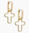 Foster Open Cross Huggie Hoop Earrings