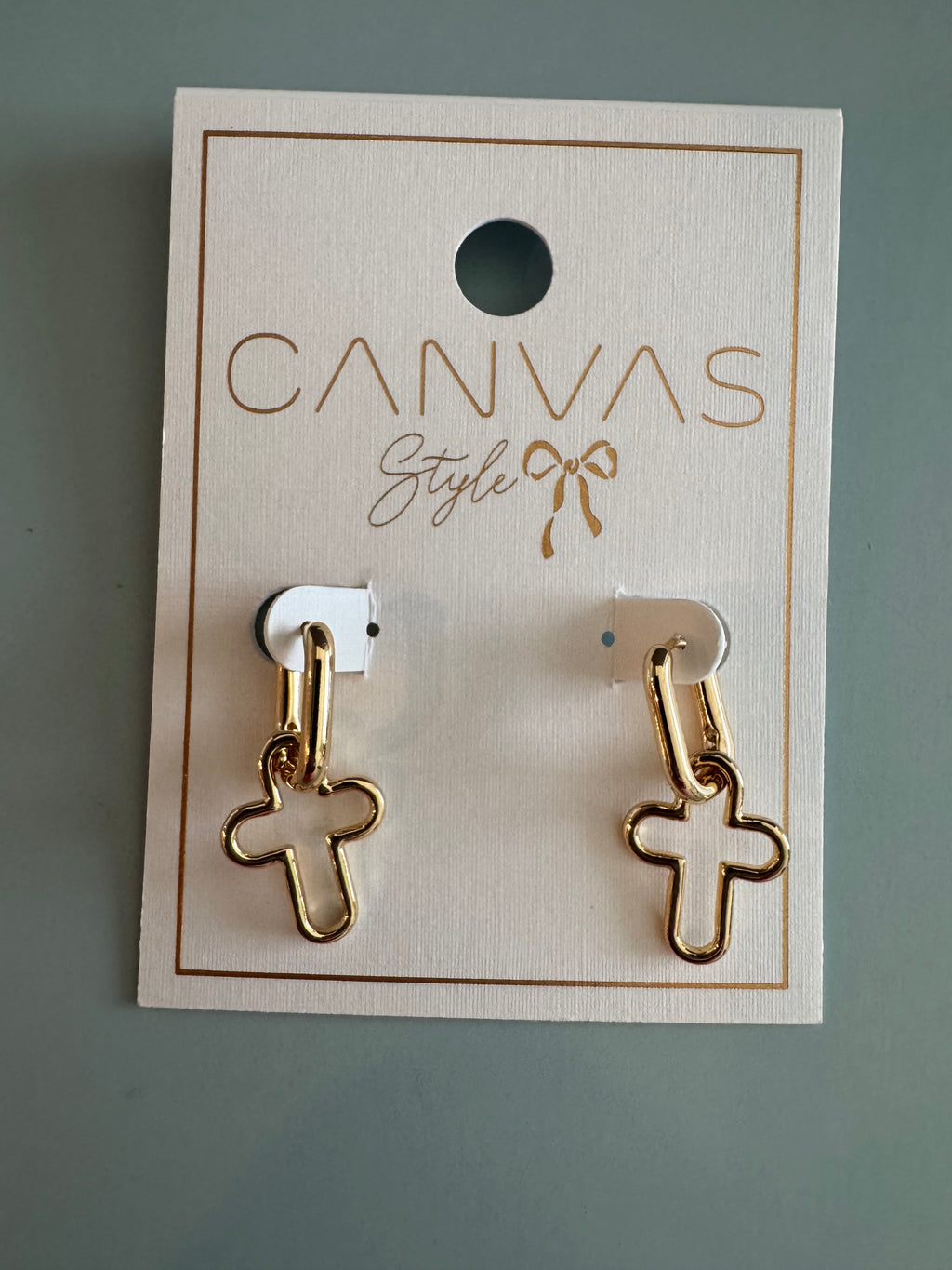 Foster Open Cross Huggie Hoop Earrings