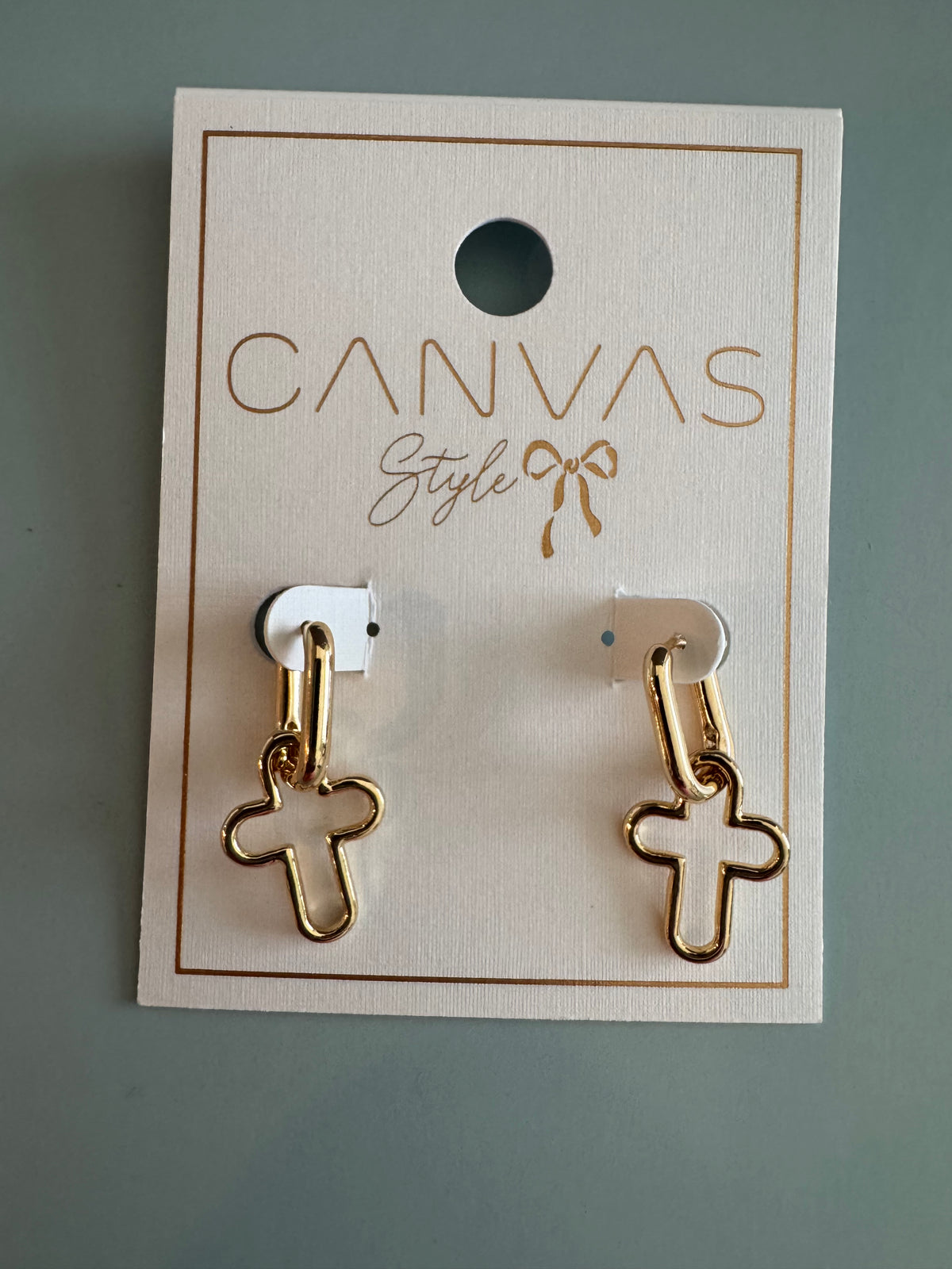Foster Open Cross Huggie Hoop Earrings