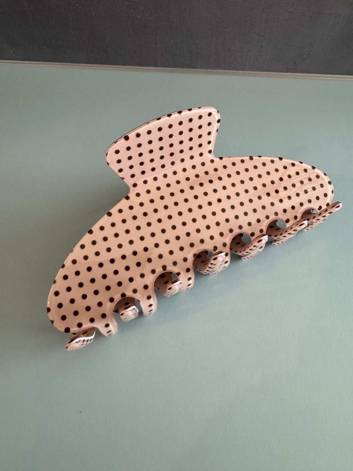 Polka Dot Hair Claw Clip - Beige