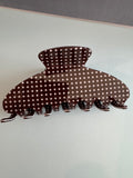 Polka Dot Hair Claw Clip - Brown