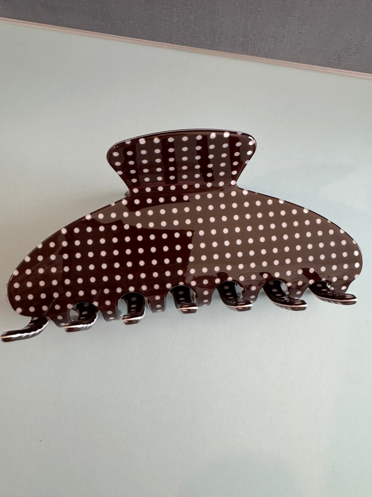 Polka Dot Hair Claw Clip - Brown