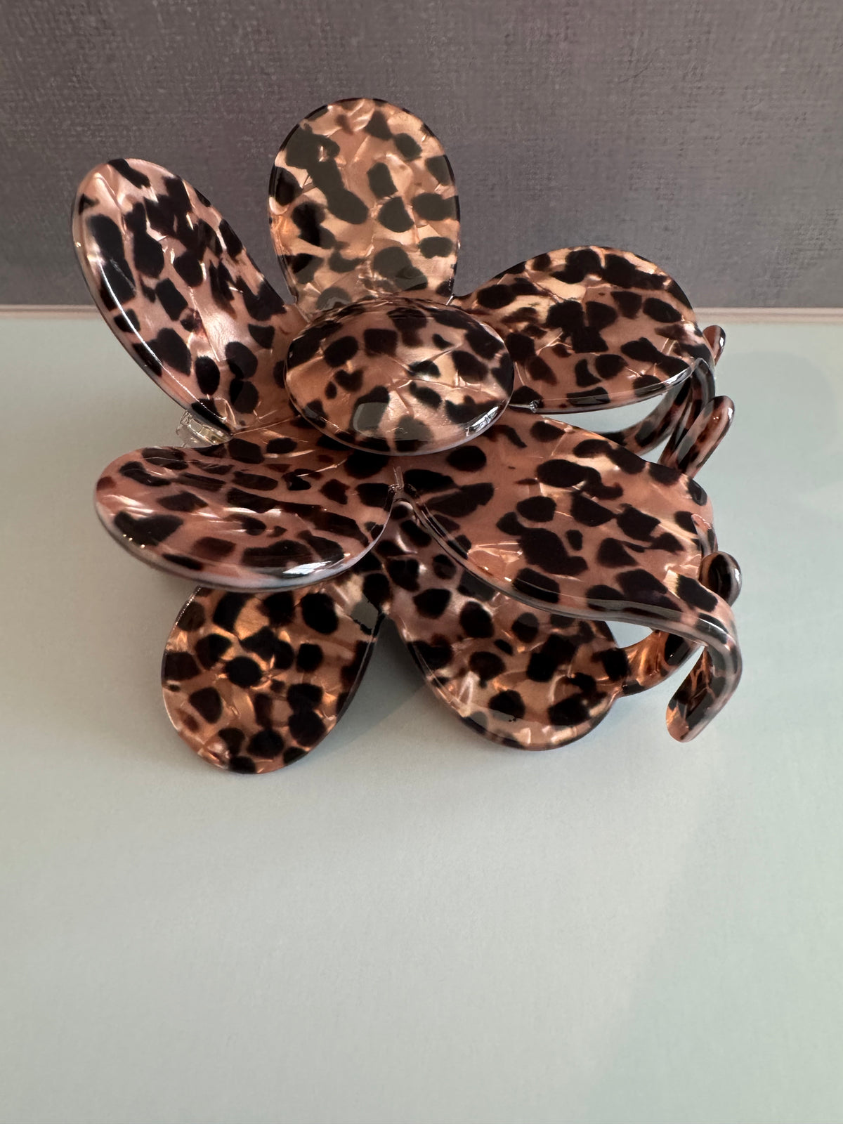 Jumbo Leopard Print Flower Hair Claw Clip