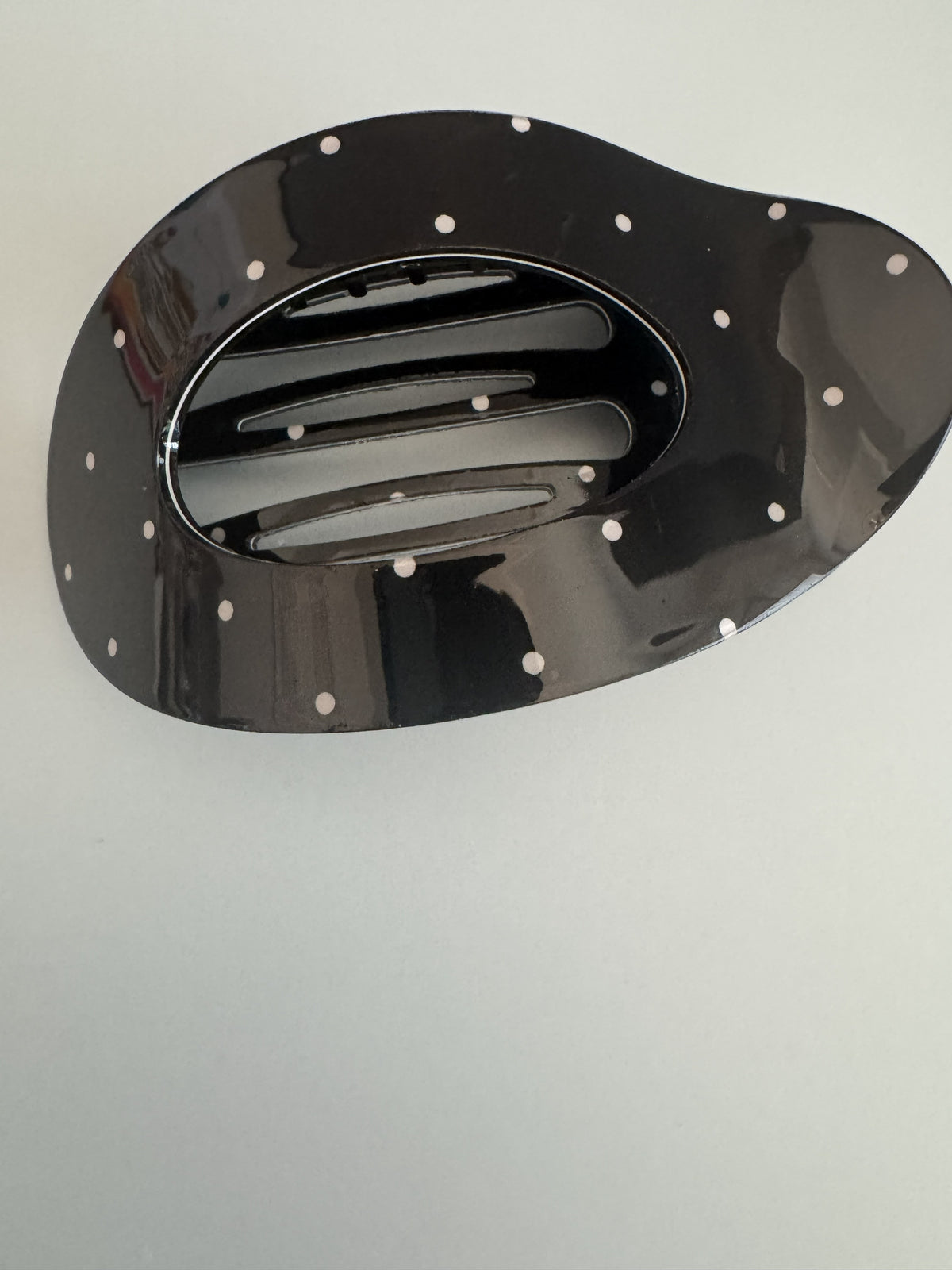 Jumbo Lay Flat Polka Dot Hair Claw Clip -Black