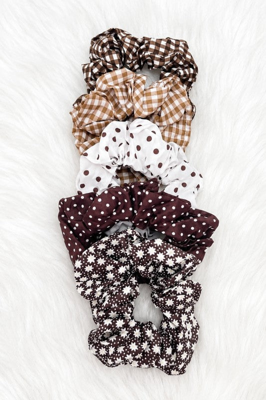 Polka Dot Gingham Scrunchie Set