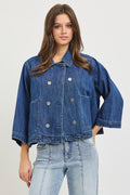 RISEN Flowy Cropped Denim Jacket