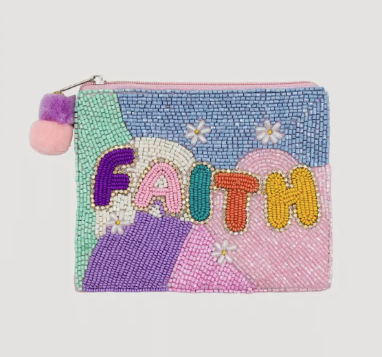 FAITH BEADED COIN POUCH