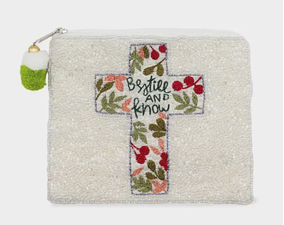 BE STILL AND KNOW BEADED COIN POUCH