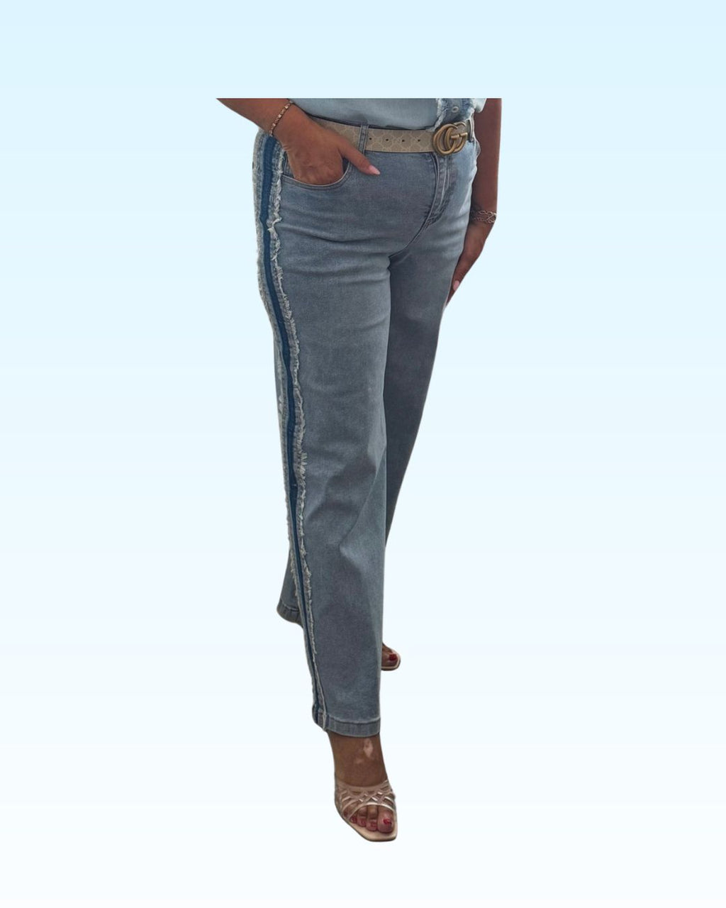 Contrast Stripe Patchwork Jean