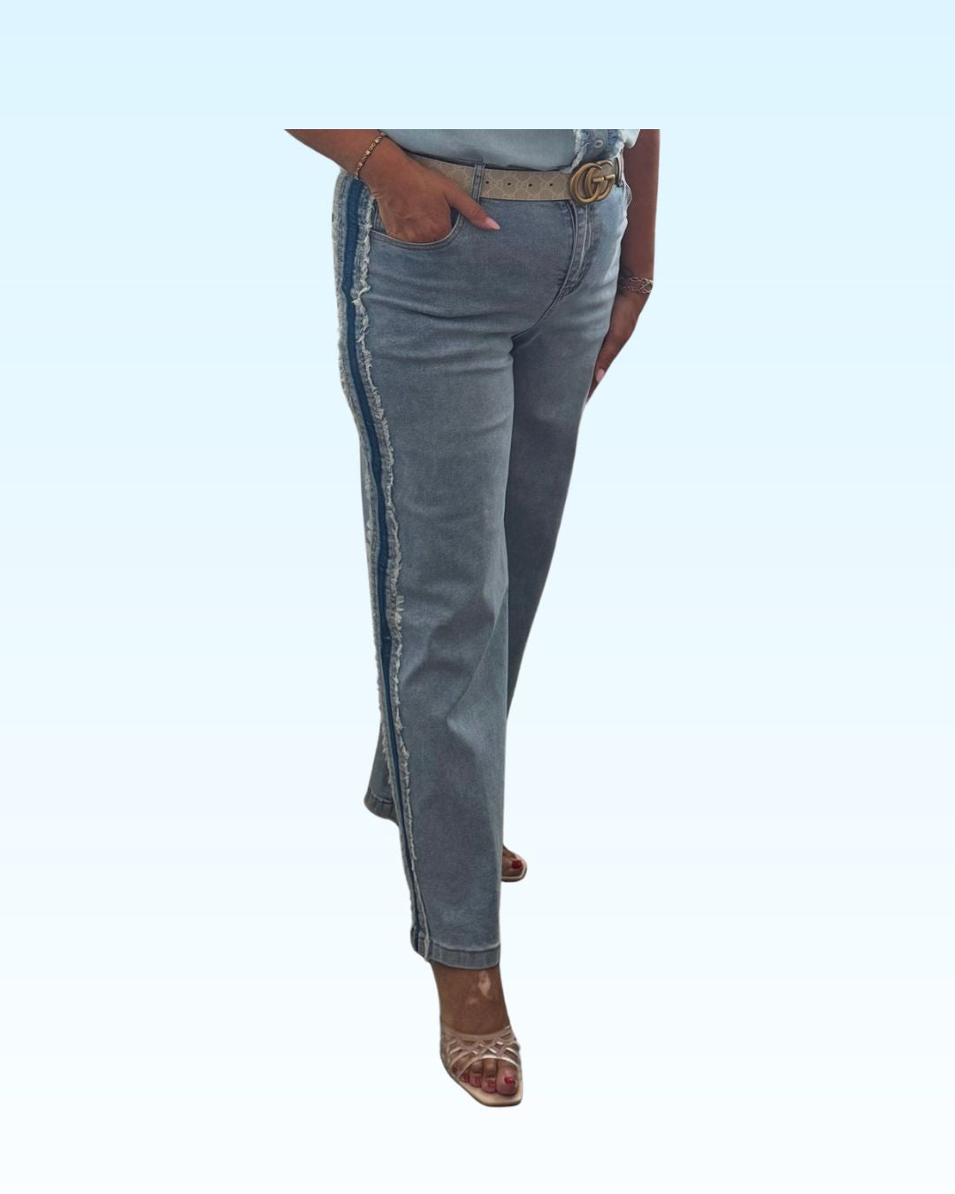 Contrast Stripe Patchwork Jean