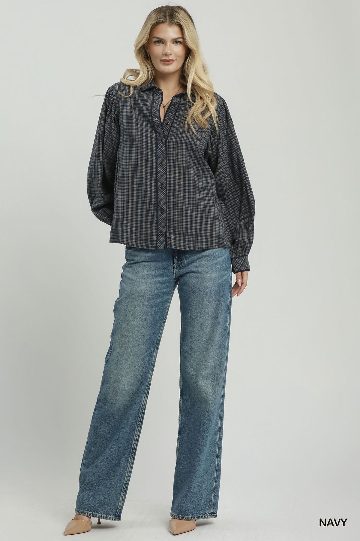 Umgee Plaid Button-Down Shirt