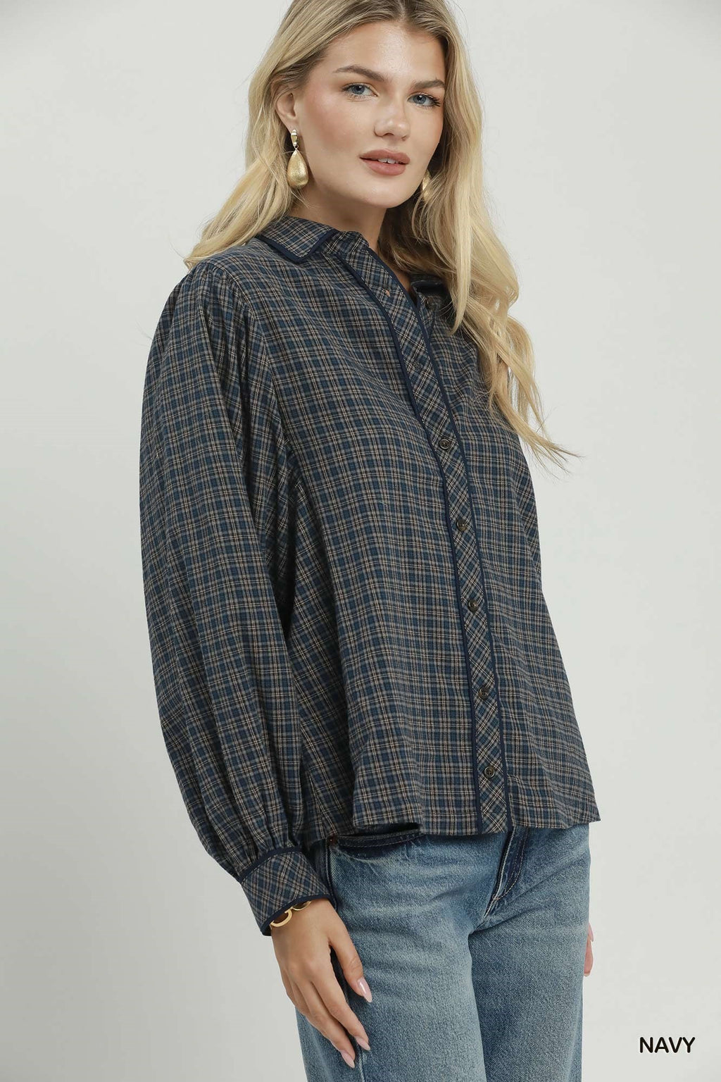 Umgee Plaid Button-Down Shirt
