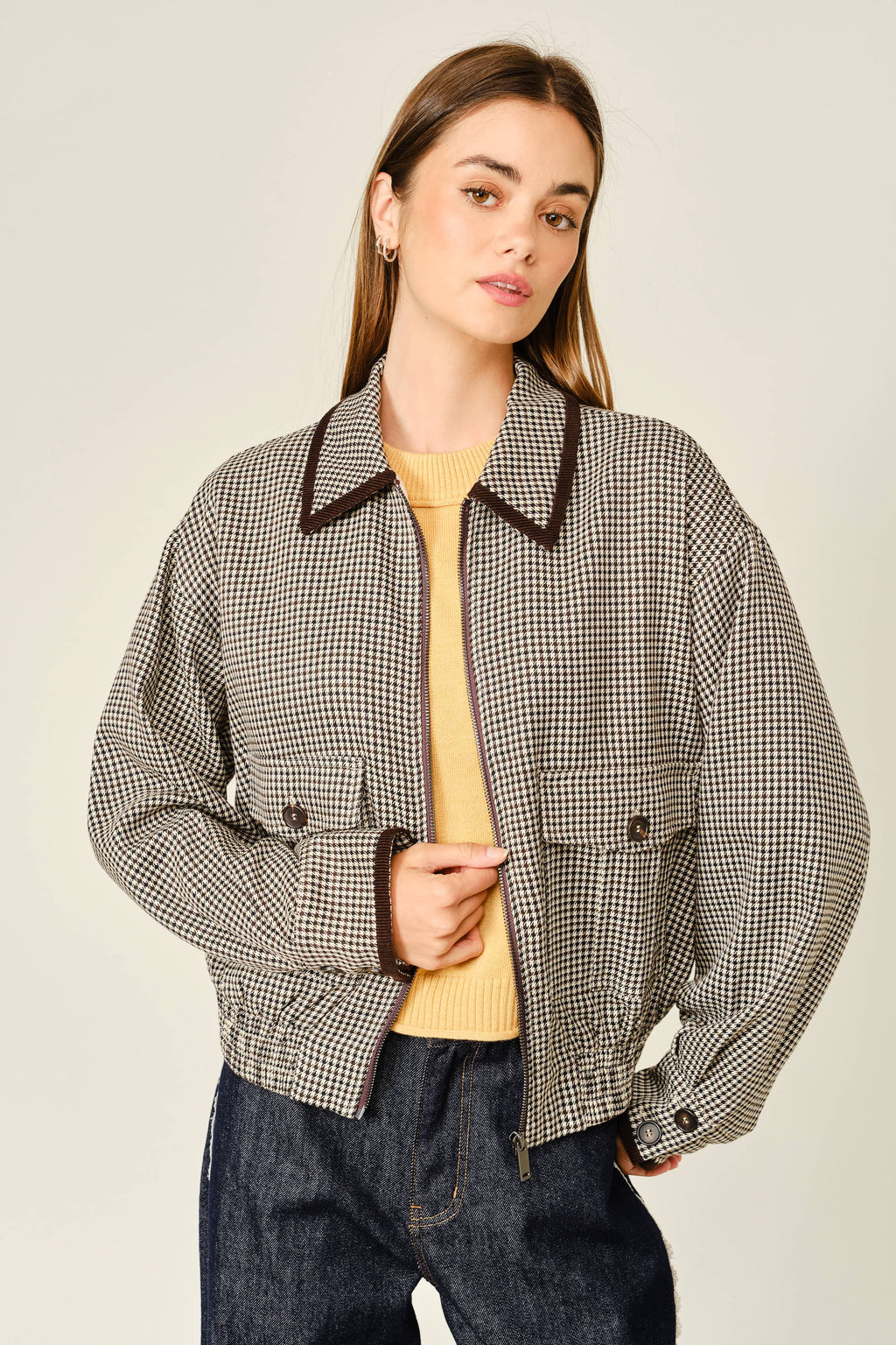HOUNDSTOOTH BOMBER JACKET